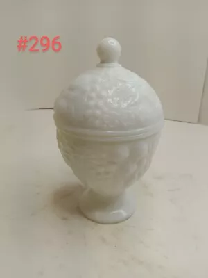 Buy AVON MILK GLASS COMPOTE CANDY DISH With LID Pedestal Bowl VINTAGE Floral Fruit • 12.38£