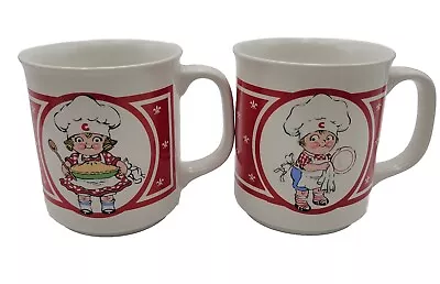 Buy Lot Of 2 Children Chef Cook Red Dishes CSC Coffee Cups Mugs Taiwan Vintage • 12.54£