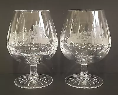 Buy Set Of 2 Edinburgh Crystal Balmoral Castle Brandy Snifter Glasses Signed Pair • 27.99£