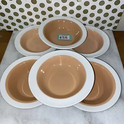 Buy 6x Ridgway Calypso Vitrock Orange & White Rim Ceramic 6.25” Soup Bowls Dishes • 12.75£