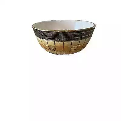 Buy Bitossi Pottery Seta Bowl Aldo Londi Stripes Vintage Pottery Black/Gold Italy • 28.46£