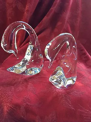 Buy FLAWLESS Stunning 2 DAUM Crystal EGRET HERON SWAN GOOSE LOON BIRD DUCK Figurines • 264.20£