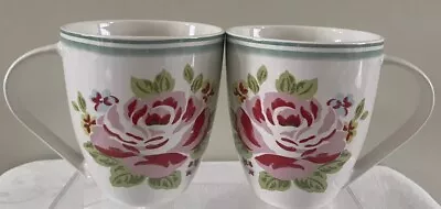 Buy Cath Kidston X 2 Country Rose  Mugs Fine China By Queens Excellent Condition • 22.50£
