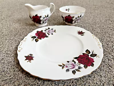 Buy Vintage COLCLOUGH Amoretta Rose Bone China Pattern 7906 Cake Plate/Creamer/Sugar • 14£