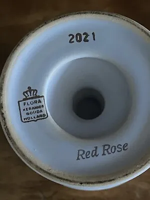 Buy Vintage Porcelain Holland Dutch Flora Red Rose Pattern Vase • 3£