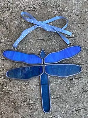 Buy Blue/green Dragonfly Stained Glass Suncatcher Window Wall Hanging Gift 9in X 8in • 30£