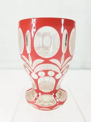 Buy Antique Bohemian Czech Cased Art Glass Goblet Pink Cut To Clear • 182.46£
