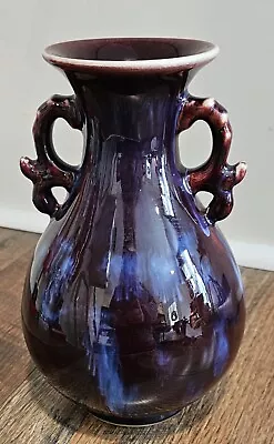 Buy Chinese Ox Blood Flambe Vase Blue Glaze Porcelain 8.5  • 278.25£
