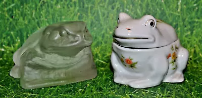 Buy Art Glass Frog Clear Satin Paperweight Trinket Box Figure Lefton & Fenton • 43.21£
