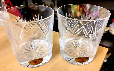 Buy Vintage  Pair Welsh Lead Crystal Whiskey Tumblers Perfect From House Clearance • 9.99£
