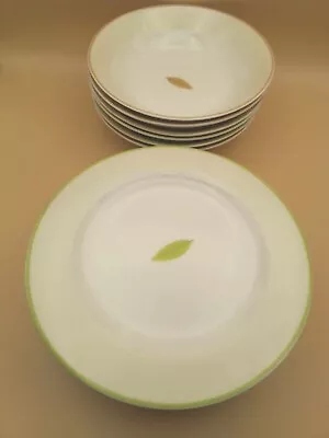 Buy Next Dinnerware: Brown & Green Leaf Designs.  Bowls & 20.5 Cm Salad Plates • 5£
