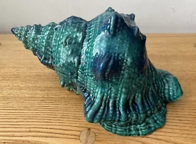 Buy Large Vintage D Dinis Portugal Ceramic Conch Shell Ornament Reducta London Teal • 20£