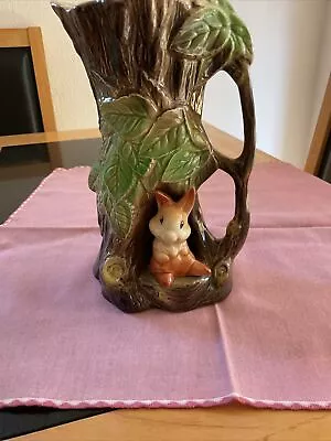 Buy Eastgate Pottery Vase Fauna Design With Rabbit.  8.25 Inch High Excellent Cond. • 9£