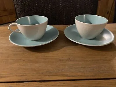 Buy Pottery Poole Twintone - Seagull & Ice Green - Cups And Saucers X 2 More Listed • 7.50£