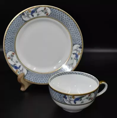Buy Theodore Haviland Limoges France Montmery Teacup And Saucer Birds 4 Oz Blue Gold • 24.03£