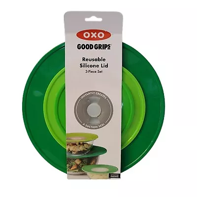 Buy OXO Good Grips 3 Piece Reusable Silicone Lid, Green (S, M, & L - 3 Piece Set) • 17.97£
