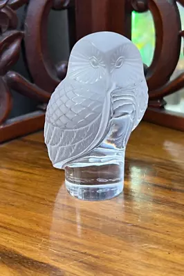 Buy Vintage Lalique Crystal France Wise Owl Sculpture Figurine Frosted Glass Signed • 101.64£
