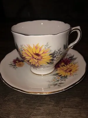 Buy Royal Stafford Dahlia Cup Gold Trim Tea Cup And Saucer Vintage • 28.38£