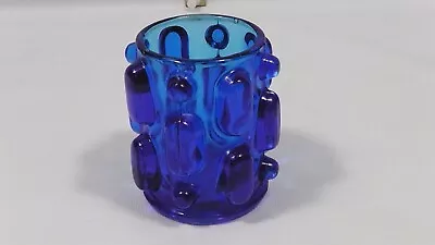 Buy Cobalt Blue Glass - Bubble Candle Holder • 6.99£