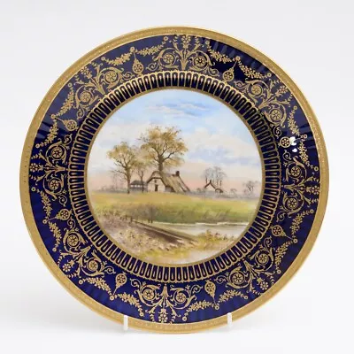Buy Antique Wedgwood China Hand Painted Dessert/Cabinet Plate Thatched Cottage River • 99.99£