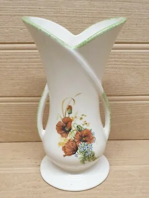 Buy Kernewek Cornish Pottery Vase - Poppy Print - Art Deco Style • 14£