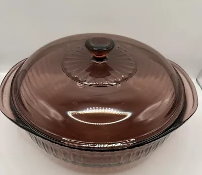 Buy Vintage Cranberry Purple  PYREX 2 Qt Glass Casserole Dish Bowl With Lid  #024 • 18.25£