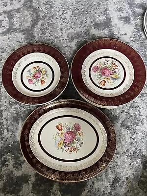 Buy Crownford Burslem Dinner Plates 7 Pieces (VINTAGE) Fine Bone China 1930-1940 • 75£