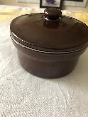Buy Moira Farmhouse Stoneware Lidded Casserole Pot Brown Vintage • 7£
