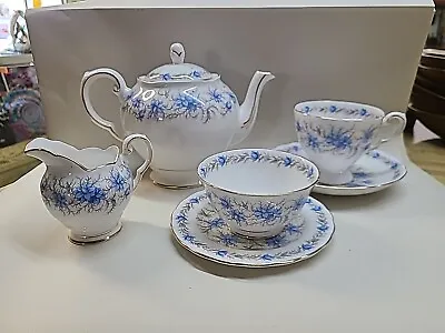Buy  Tuscan Fine English Bone China 4pc Tea For 1 Set Blue  Floral Love In The Mist • 94.98£