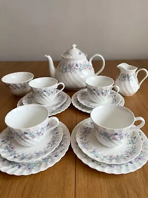 Buy Wedgwood Bone China ‘Angela’ Tea Set (teapot, Jug, Sugar Bowl, Cups And Saucers) • 110£