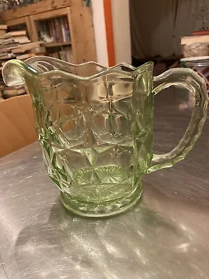 Buy Excellent Antique Sowerby Pressed Uranium Glass Oxford Pattern Jug, 16cm Tall • 16.10£