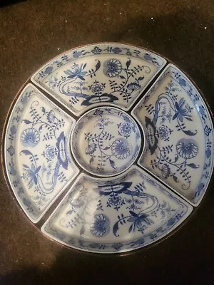 Buy Vintage Booths Silicon China 1930's Horsd' Oeuvres Set Wooden Tray • 20£
