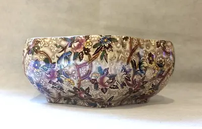 Buy A Rare Maling Floral Chintz Design Bowl In Colors Of Pink & Burgundy Hues • 19.95£