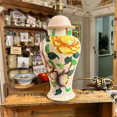 Buy Vintage Tall Maling Pottery Pretty Lustre Floral Ginger Jar Table Lamp – Great! • 29.99£