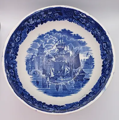 Buy Wedgwood Ferrara Pattern Blue & White Pottery Large Decorative Fruit Bowl 25cm • 11.99£