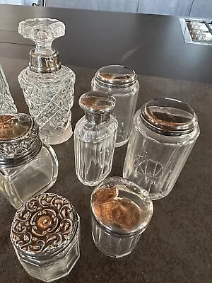 Buy Antique Silver Top And Cut Glass Perfume Bottles • 9.99£