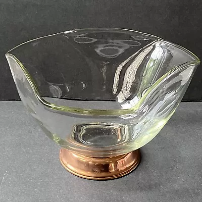 Buy Princess House Glass Salad Bowl Copper Base Ruffled Mid Century MCM Vintage • 37.72£