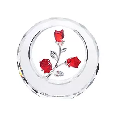 Buy  Crystal Tulips Flower Figurines With A Outer Circular Ring, Glass Spring Ruby • 37.51£