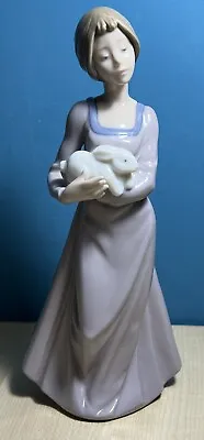 Buy Nao By Lladro  Precious Bundle  Glazed Lady W/ Bunny Rabbit Figurine #1168 • 40£