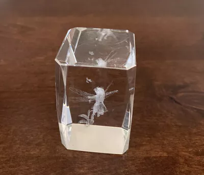 Buy Crystal Clear Glass Cube Paperweight 3D Laser Etched Fairy • 8£