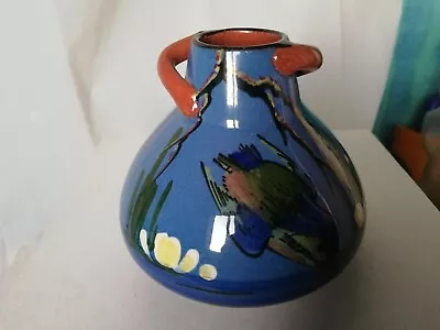 Buy Watcombe Torquay England 213 Pottery Blue Kingfisher Bulbous Vase Souvenir  • 38£