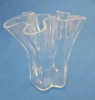 Buy Muurla Finland Handkerchief Ruffle Vase Scandinavian Art Glass Clear 6” MCM Vtg • 24£