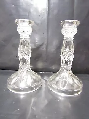 Buy A Pair Of Vintage Clear Glass Candlesticks Dinner Table Candle Holders (R) • 12.99£