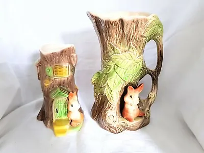 Buy Vintage Withernsea Eastgate Pottery Fauna Bundle (1960s Kitsch) 1 X Vase & 1 Jug • 19.99£