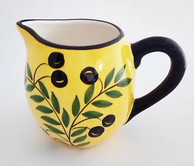 Buy Vintage Pottery Jug - Montesa - Spanish - Olive Decoration - Yellow - Hand Made • 10£
