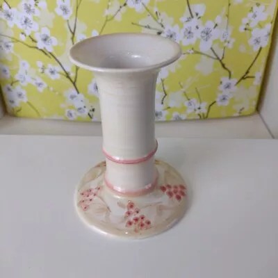 Buy Vintage Jersey Pottery Candle Holder Candlestick Hand Painted Studio Cream Berry • 8.99£