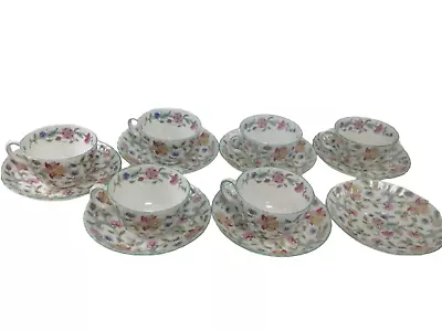 Buy Vintage Minton Haddon Hall Bone China Tea Cups + Saucers Floral Tea Set  • 20£