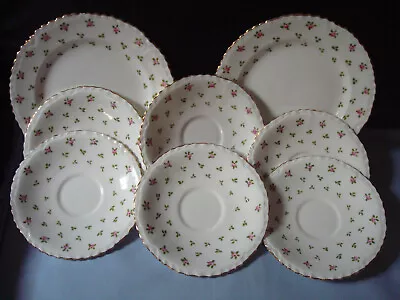 Buy 2 Antique Crown Staffordshire China 7  Plates And 6 Saucers 5.5  Rose Buds 7315 • 17.50£