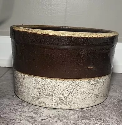 Buy Vintage 2 Tone Stoneware Crock Salt Glaze Brown Crock Pot Bowl Antique Small  • 16.57£