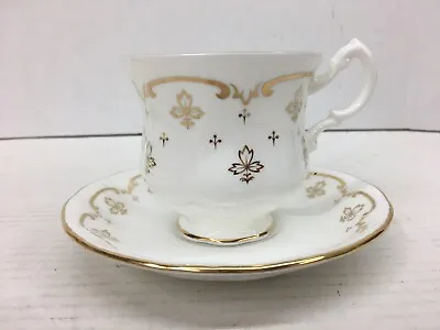 Buy Royal Osborne Bone China Tea Cup & Saucer Made In England White & Gold Design • 16.04£